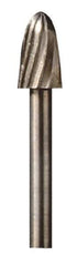 Dremel - 1/4" Cut Diam, 1/8" Shank Diam, Tree with Radius Head Single Cut Burr - High Speed Steel, Radius End - USA Tool & Supply