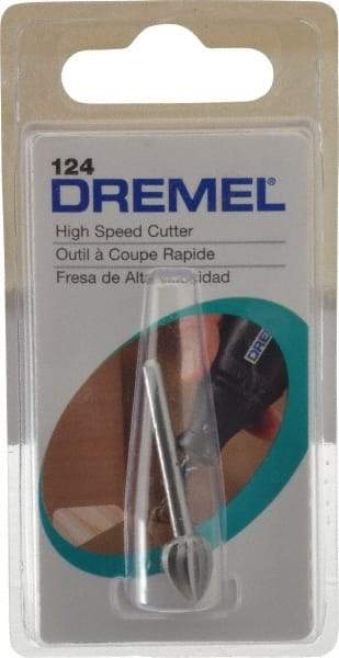 Dremel - 5/16" Cut Diam, 1/8" Shank Diam, Teardrop Head Single Cut Burr - High Speed Steel, Point End - USA Tool & Supply