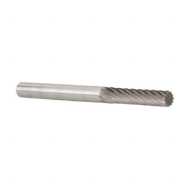 Dremel - 1/8" Cut Diam, 1/8" Shank Diam, Cylinder Head Double Cut Burr - Carbide, Flat End, 9/32" LOC - USA Tool & Supply