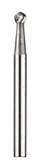 Dremel - 1/8" Cut Diam, 1/8" Shank Diam, Ball Head Double Cut Burr - Carbide, Radius End, 1/8" LOC - USA Tool & Supply