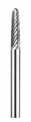 Dremel - 1/8" Cut Diam, 1/8" Shank Diam, Tree with Radius Head Double Cut Burr - Carbide, Radius End, 35/64" LOC - USA Tool & Supply