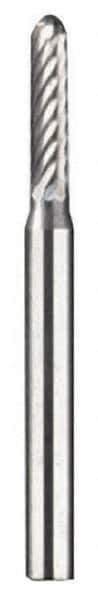 Dremel - 3/32" Cut Diam, 1/8" Shank Diam, Cylinder with Radius Head Single Cut Burr - Carbide, Radius End, 3/32" LOC - USA Tool & Supply