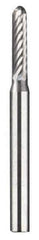 Dremel - 3/32" Cut Diam, 1/8" Shank Diam, Cylinder with Radius Head Single Cut Burr - Carbide, Radius End, 3/32" LOC - USA Tool & Supply