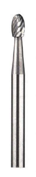 Dremel - 1/8" Cut Diam, 1/8" Shank Diam, Oval Head Double Cut Burr - Carbide, Radius End, 13/64" LOC - USA Tool & Supply