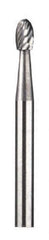 Dremel - 1/8" Cut Diam, 1/8" Shank Diam, Oval Head Double Cut Burr - Carbide, Radius End, 13/64" LOC - USA Tool & Supply