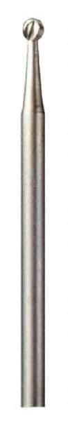 Dremel - 3/32" Cut Diam, 1/8" Shank Diam, Ball Head Single Cut Burr - Radius End - USA Tool & Supply