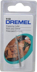 Dremel - 1/16" Cut Diam, 1/8" Shank Diam, Cylinder Head Single Cut Burr - Flat End - USA Tool & Supply