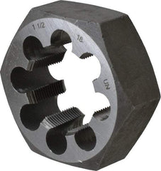 Interstate - 1-1/2 - 18 UNEF Thread, 2-9/16" Hex, Right Hand Thread, Hex Rethreading Die - Carbon Steel, 1" Thick - Exact Industrial Supply