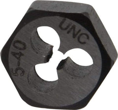 Interstate - #5-40 UNC Thread, 19/32" Hex, Right Hand Thread, Hex Rethreading Die - Carbon Steel, 1/4" Thick - Exact Industrial Supply