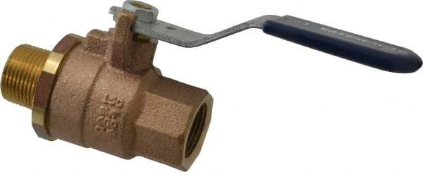 NIBCO - 3/4" Pipe, Full Port, Bronze Standard Ball Valve - 2 Piece, Inline - One Way Flow, MNPT x FNPT Ends, Lever Handle, 600 WOG, 200 WSP - USA Tool & Supply