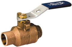 NIBCO - 1-1/4" Pipe, Standard Port, Bronze Standard Ball Valve - 2 Piece, Inline - One Way Flow, Soldered x Soldered Ends, 600 WOG, 150 WSP - USA Tool & Supply