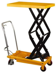 Wesco Industrial Products - 770 Lb Capacity Portable Foot-Operated Scissor Lift Table - 14" Lift Height, 35-1/2" Platform Length x 19-1/2" Platform Width - USA Tool & Supply