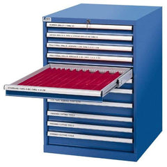 LISTA - 10 Drawer, Tool Crib Storage Cabinet - Steel, 28-1/4" Wide x 28-1/2" Deep x 41-3/4" High, Blue - USA Tool & Supply