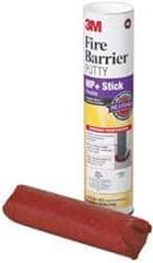 3M - 1/4" x 11" Stick Red Elastomer Fire Barrier Putty - 437°F Max Operating Temp, Series MP+ - USA Tool & Supply