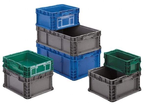 Orbis - 40 Lb Load Capacity Blue Polyethylene Tote Container - Stacking, 12" Long x 15" Wide x 9-1/2" High - USA Tool & Supply