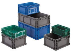 Orbis - 40 Lb Load Capacity Green Polyethylene Tote Container - Stacking, 12" Long x 15" Wide x 5" High - USA Tool & Supply