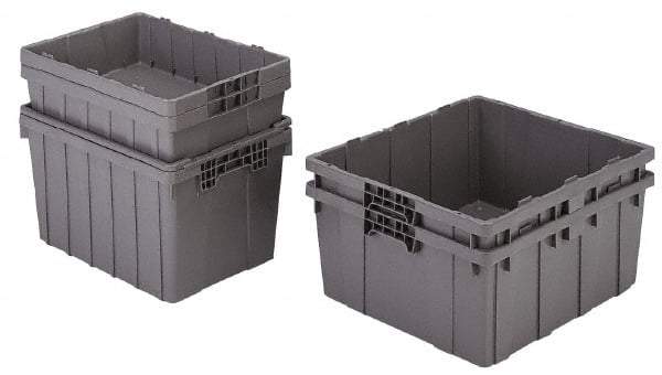 Orbis - 2 Cu Ft, 70 Lb Load Capacity Gray Polyethylene Tote Container - Nesting, 21.4" Long x 15.3" Wide x 12.3" High - USA Tool & Supply