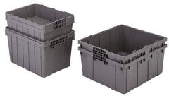 Orbis - 2 Cu Ft, 70 Lb Load Capacity Gray Polyethylene Tote Container - Nesting, 21.4" Long x 15.3" Wide x 12.3" High - USA Tool & Supply