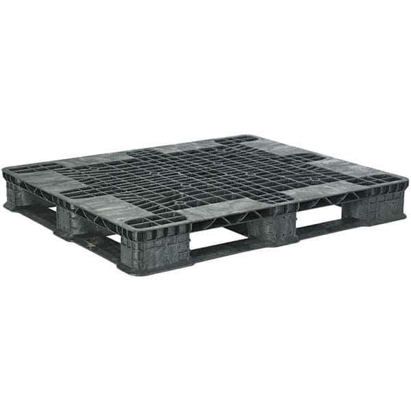 Orbis - 47.8" Long x 39.9" & Wide x 5.8" High Polyethylene Stackable Pallet - 30,000 Lb Static Capacity, 3,500 Lb Dynamic Capacity, Black - USA Tool & Supply