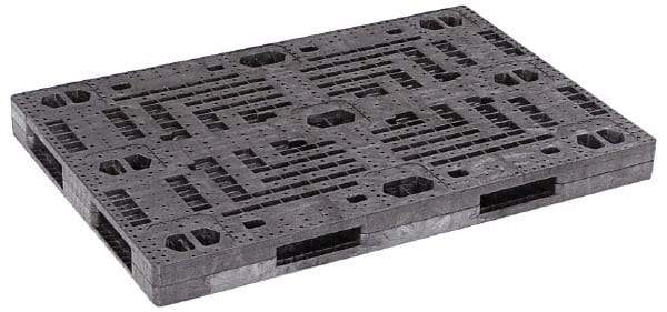 Orbis - 71.8" Long x 47.8" & Wide x 5.8" High Polyethylene Stackable Pallet - 30,000 Lb Static Capacity, 4,000 Lb Dynamic Capacity, Black - USA Tool & Supply