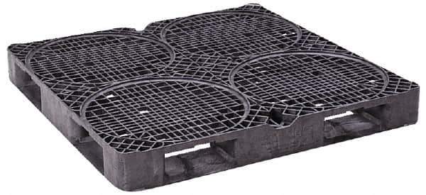 Orbis - 48.8" Long x 48.8" & Wide x 5-1/2" High Polyethylene Drum Pallet - 15,000 Lb Static Capacity, 3,500 Lb Dynamic Capacity, Black - USA Tool & Supply