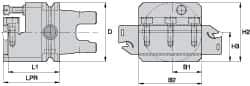 Kennametal - Tool Block Style KM63UT, 26mm Blade Height, 99.75mm OAL, 63mm OAH, Indexable Cutoff Blade Tool Block - 26mm Shank Height, Reversible, Series A2 Cut-Off - USA Tool & Supply