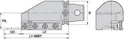 Kennametal - Tool Block Style KM63UT, 32mm Blade Height, 174.5mm OAL, 76.5mm OAH, Indexable Cutoff Blade Tool Block - 32mm Shank Height, Reversible, Series A2 Cut-Off - USA Tool & Supply