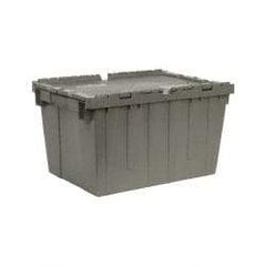 Quantum Storage - 1.67 Cu Ft, 60 Lb Load Capacity Gray Polyethylene Attached-Lid Container - Stacking, Nesting, 21.8" Long x 15" Wide x 12.8" High, Lid Included - USA Tool & Supply