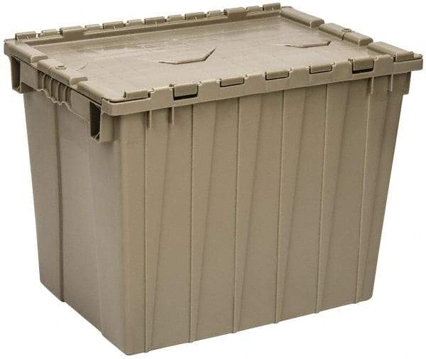 Quantum Storage - 2.31 Cu Ft, 70 Lb Load Capacity Gray Polyethylene Attached-Lid Container - Stacking, Nesting, 21.9" Long x 15.1" Wide x 17.3" High, Lid Included - USA Tool & Supply