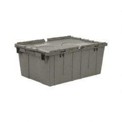 Quantum Storage - 1.27 Cu Ft, 60 Lb Load Capacity Gray Polyethylene Attached-Lid Container - Stacking, Nesting, 21.8" Long x 14.9" Wide x 9.6" High, Lid Included - USA Tool & Supply