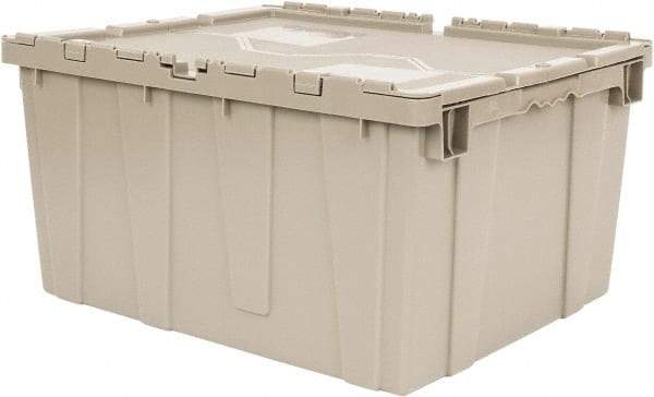 Quantum Storage - 2.44 Cu Ft, 80 Lb Load Capacity Gray Polyethylene Attached-Lid Container - Stacking, Nesting, 23.9" Long x 19.4" Wide x 12-1/2" High, Lid Included - USA Tool & Supply