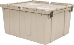 Quantum Storage - 2.44 Cu Ft, 80 Lb Load Capacity Gray Polyethylene Attached-Lid Container - Stacking, Nesting, 23.9" Long x 19.4" Wide x 12-1/2" High, Lid Included - USA Tool & Supply