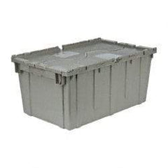 Quantum Storage - 2.5 Cu Ft, 100 Lb Load Capacity Gray Polyethylene Attached-Lid Container - Stacking, Nesting, 27.3" Long x 16.6" Wide x 12-1/2" High, Lid Included - USA Tool & Supply