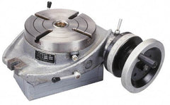 Phase II - 6" Table Diam, Horizontal Rotary Machining Table - 2MT Center Taper, 0.39" T-Slot Width - USA Tool & Supply