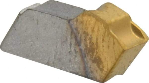 Seco - 150.103 12 CP600 Grade, 0.122" Cutting Width, Carbide Cutoff Insert - 0° Neutral Lead Angle, 0.008" Cnr Rad, TiAlN/TiN Coated, Single End - USA Tool & Supply