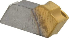 Seco - 150.103 12 CP600 Grade, 0.122" Cutting Width, Carbide Cutoff Insert - 0° Neutral Lead Angle, 0.008" Cnr Rad, TiAlN/TiN Coated, Single End - USA Tool & Supply