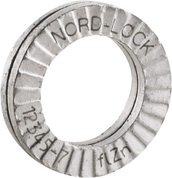 Nord-Lock - #5, 0.284" OD, Zinc Flake, Steel Wedge Lock Washer - Grade 2, 0.126 to 0.134" ID - USA Tool & Supply
