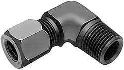 Parker - Metal Flareless Bite Tube Male Elbow - 3/4 NPTF - USA Tool & Supply