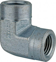 Parker - 3/4 Female Thread, Zinc Plated Steel Industrial Pipe 90° Female Elbow - FNPTF, 3,000 psi - USA Tool & Supply
