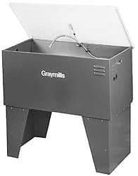 Graymills - Free Standing Solvent-Based Parts Washer - 40 Gal Max Operating Capacity, Steel Tank, 38" (Lid Close)/60" (Lid Open) High x 42" Long x 22" Wide, 115 Input Volts - USA Tool & Supply