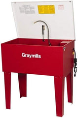 Graymills - Free Standing Solvent-Based Parts Washer - 15 Gal Max Operating Capacity, Steel Tank, 38-1/2" (Lid Close)/60" (Lid Open) High x 36" Long x 22" Wide, 115 Input Volts - USA Tool & Supply