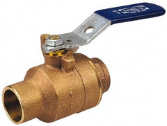 NIBCO - 1" Pipe, Full Port, Bronze Standard Ball Valve - 2 Piece, Inline - One Way Flow, Soldered x Soldered Ends, 600 WOG, 150 WSP - USA Tool & Supply