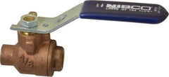 NIBCO - 3/8" Pipe, Full Port, Bronze Standard Ball Valve - 2 Piece, Inline - One Way Flow, Soldered x Soldered Ends, Lever Handle, 600 WOG, 150 WSP - USA Tool & Supply