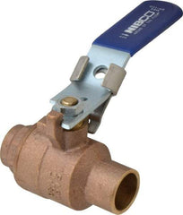 NIBCO - 3/4" Pipe, Full Port, Bronze Standard Ball Valve - 2 Piece, Inline - One Way Flow, Soldered x Soldered Ends, Locking Lever Handle, 600 WOG, 150 WSP - USA Tool & Supply