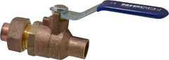 NIBCO - 1/2" Pipe, Full Port, Bronze Single Union Ends Ball Valve - 2 Piece, Inline - One Way Flow, Soldered x Soldered Ends, Lever Handle, 600 WOG, 150 WSP - USA Tool & Supply