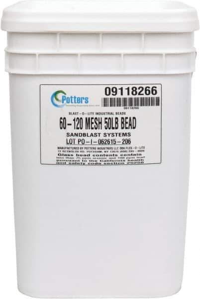 Made in USA - Medium Grade Smooth Glass Bead - 60 to 120 Grit, 50 Lb Pail - USA Tool & Supply