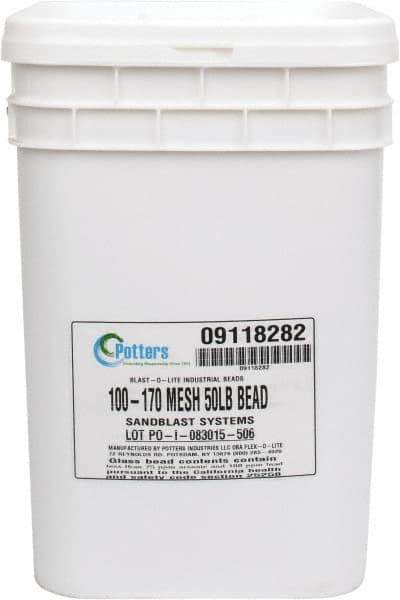 Made in USA - Medium/Fine Grade Smooth Glass Bead - 100 to 170 Grit, 50 Lb Pail - USA Tool & Supply