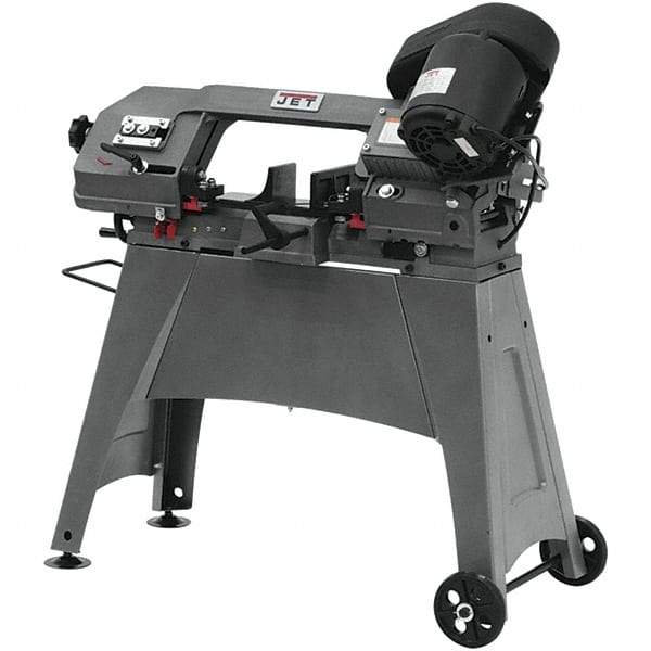 Jet - 5 x 6" Manual Combo Horizontal & Vertical Bandsaw - 1 Phase, 45° Vise Angle of Rotation, 0.5 hp, 115/230 Volts, Step Pulley Drive - USA Tool & Supply