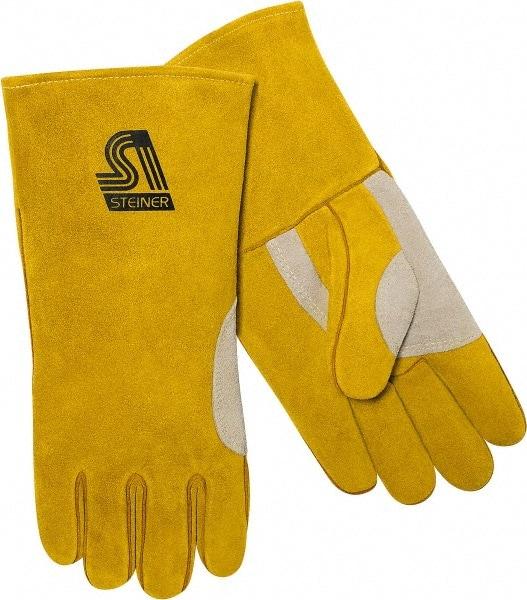 Steiner - Size L Unlined Cowhide Welding Glove - 13" OAL, Gauntlet Cuff, For General Welding - USA Tool & Supply