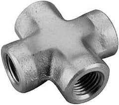 Parker - 1/4 Female Thread, Zinc Plated Steel Industrial Pipe Female Cross - FNPTF, 5,000 psi - USA Tool & Supply